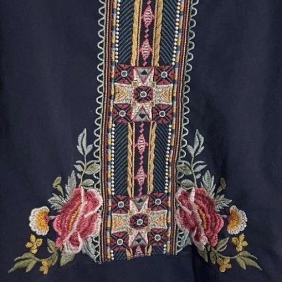 Johnny Was Heavily Embroidered Deep Navy Cherelle Zip Up Front  Hoodie oversized - Picture 8 of 13